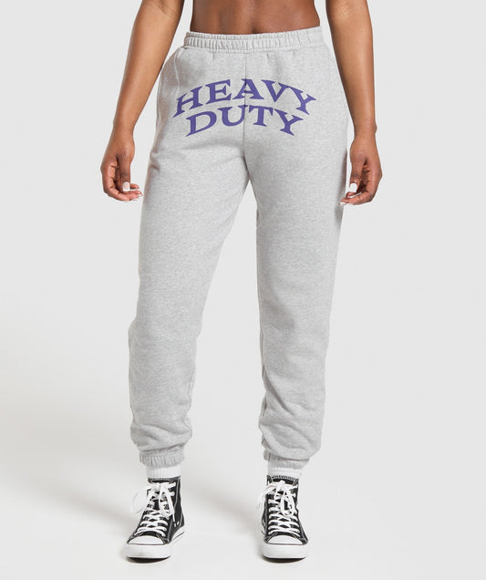 Gymshark Heavy Duty Graphic Loopback Joggers - Light Grey Core Marl