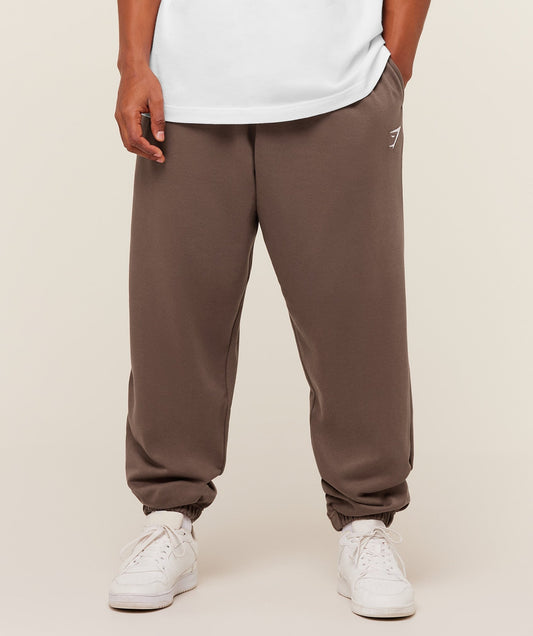 Gymshark Crest Oversized Joggers - Soft Brown