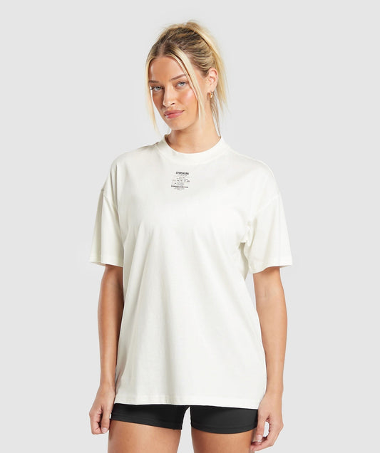 Gymshark Care Label Graphic Oversized T-Shirt - Soft White