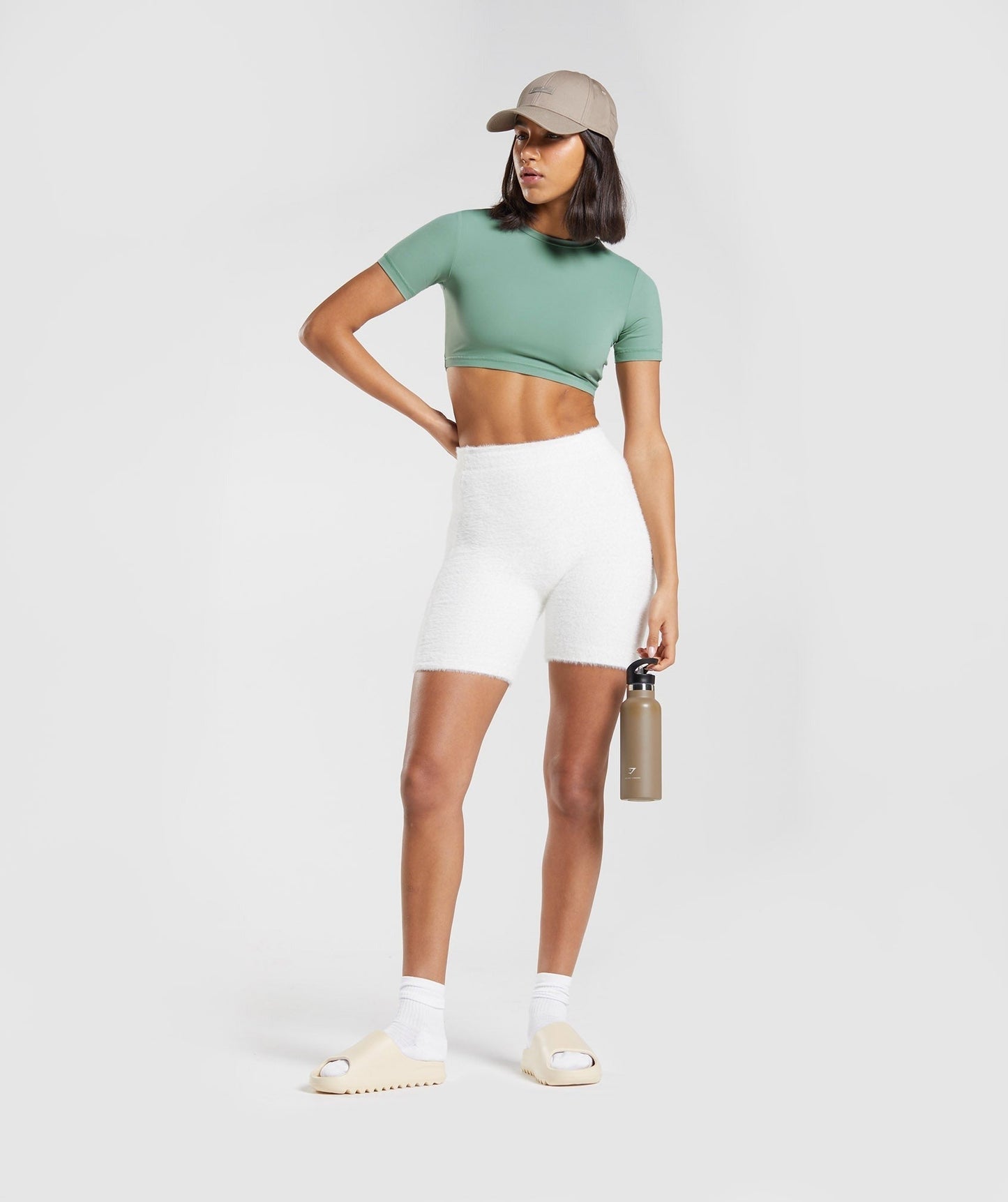 DNU Gymshark Whitney Short Sleeve Crop Top - Leaf Green