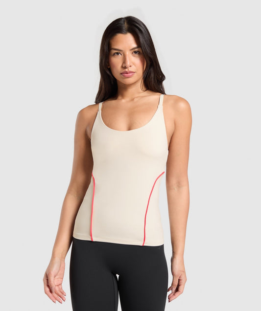 Gymshark Contour Stitch Tank with Shelf - Oat White