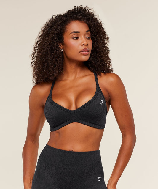 Gymshark Adapt Animal X Whitney Sports Bra - Black / Asphalt Grey