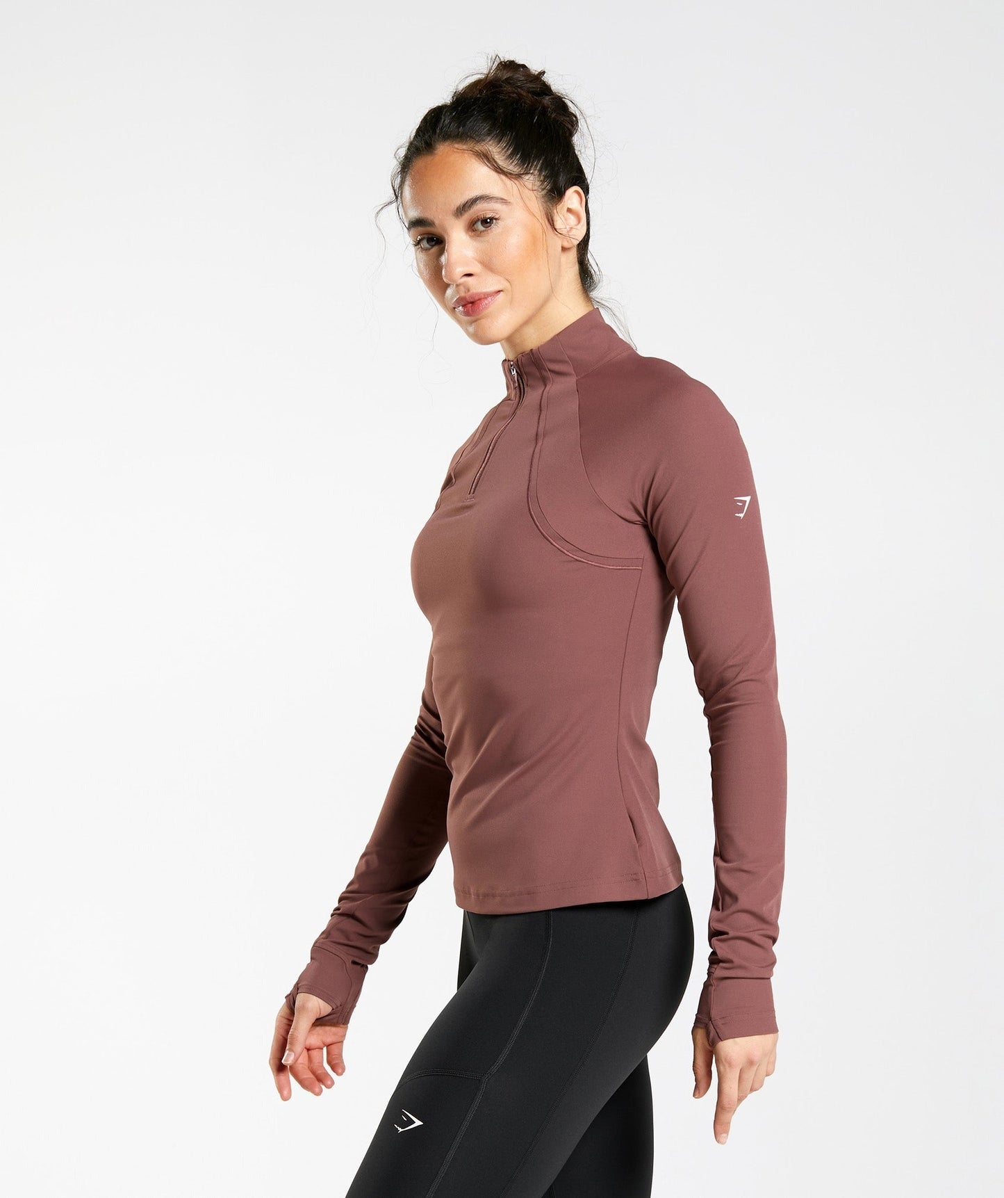 Gymshark Running 1/4 Zip - Magenta Brown