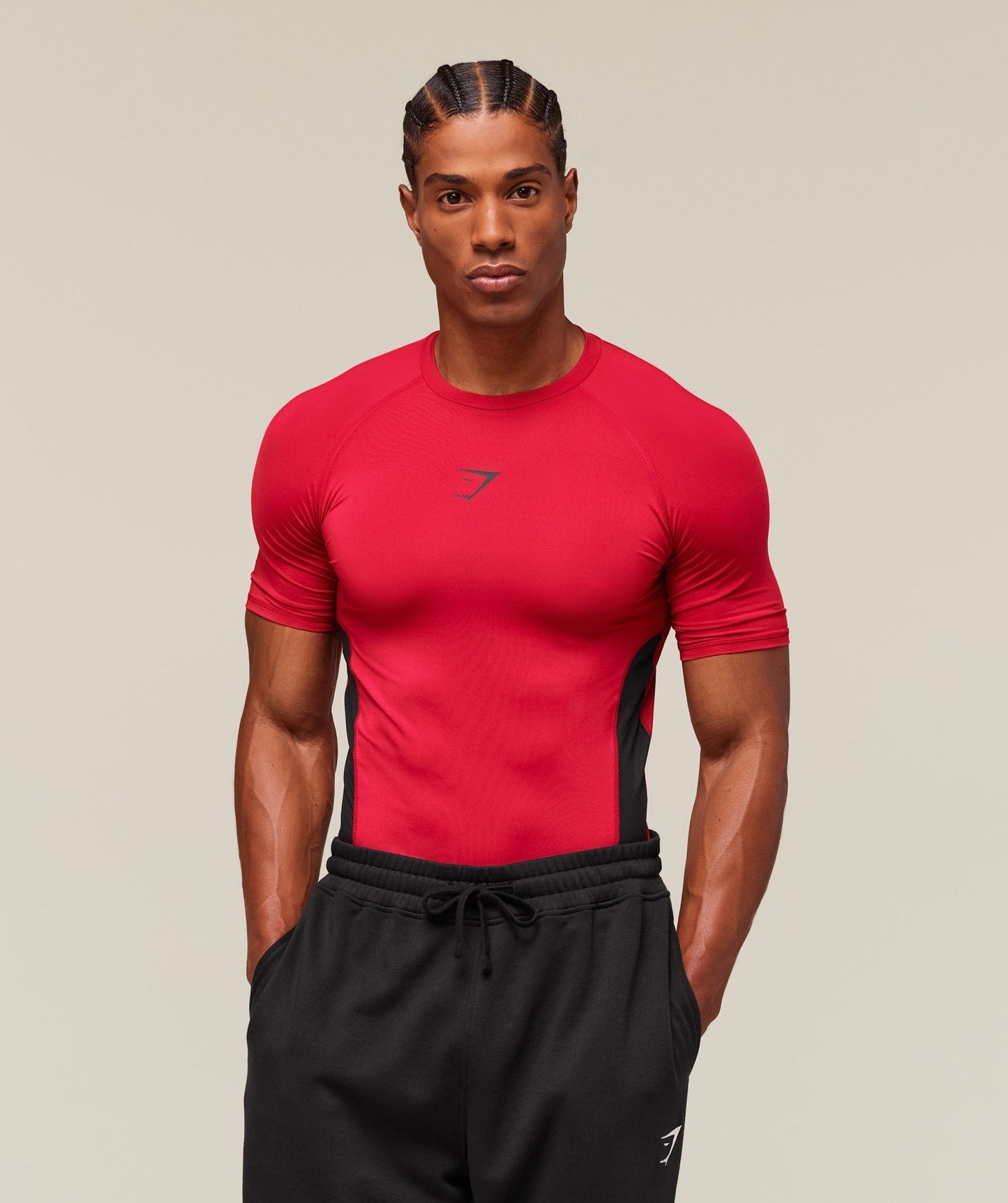 Gymshark Element Baselayer T-Shirt - Carmine Red/Black