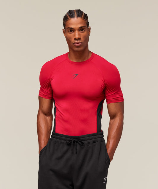Gymshark Element Baselayer T-Shirt - Carmine Red/Black