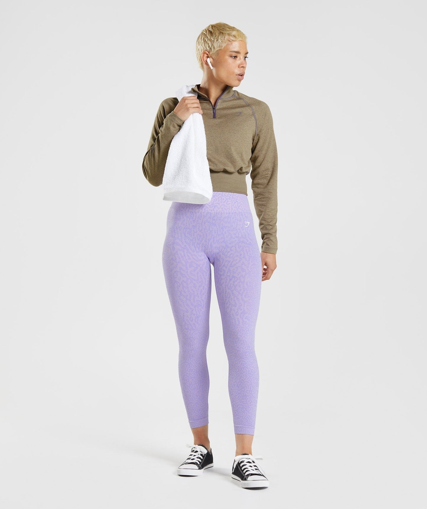 Gymshark 315 Long Sleeve Warmup Top - Cement Brown/Mercury Purple Marl