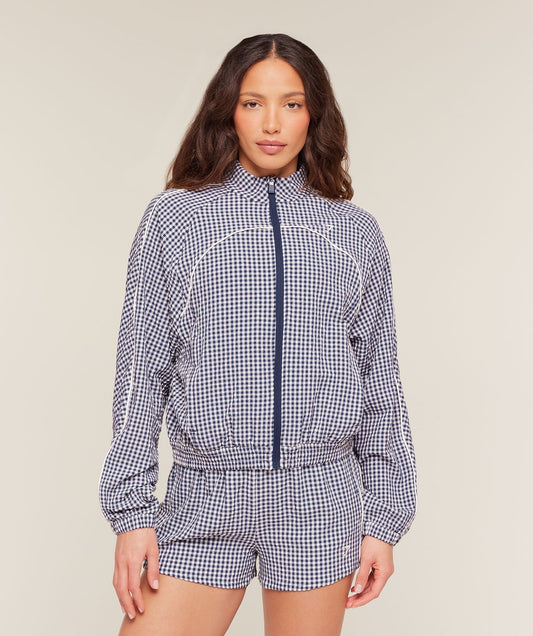 Gymshark Gingham Track Jacket - Indigo Purple/Soft White