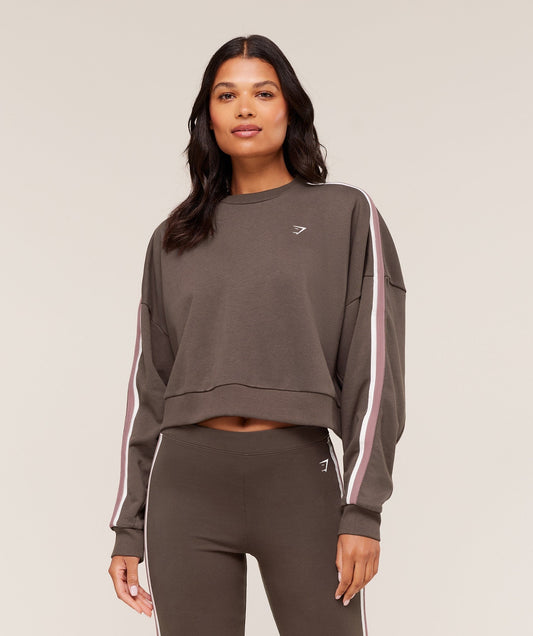 Gymshark Piping Midi Crew Neck - Walnut Brown/Chestnut Pink/Soft White