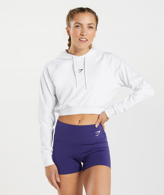 Gymshark Training Cropped Hoodie - White