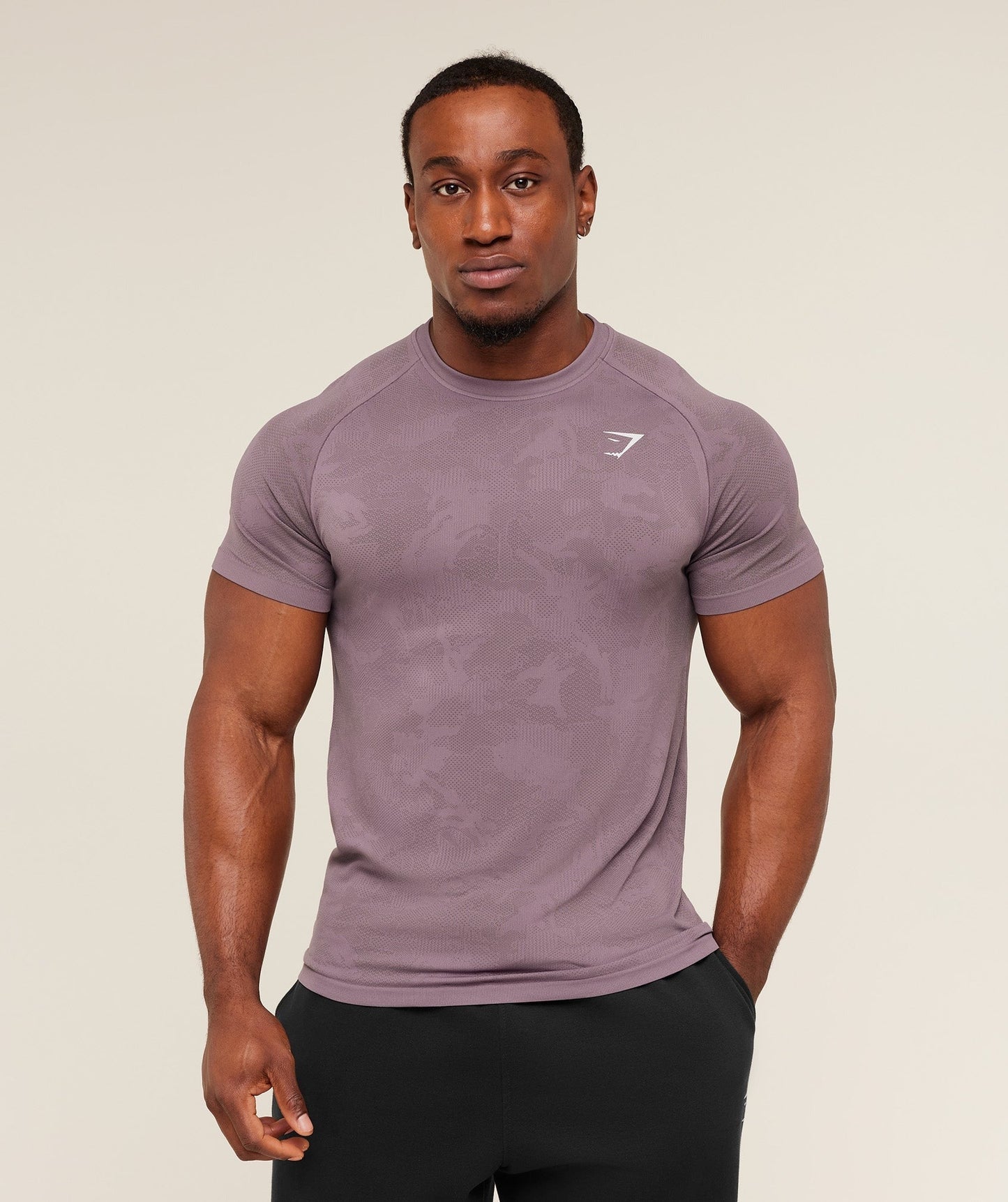 Gymshark Geo Seamless T-Shirt - Dusk Purple / Cool Brown