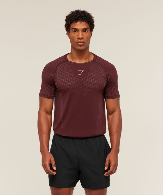Gymshark Apex Seamless T-Shirt - Rich Maroon/Chestnut Pink