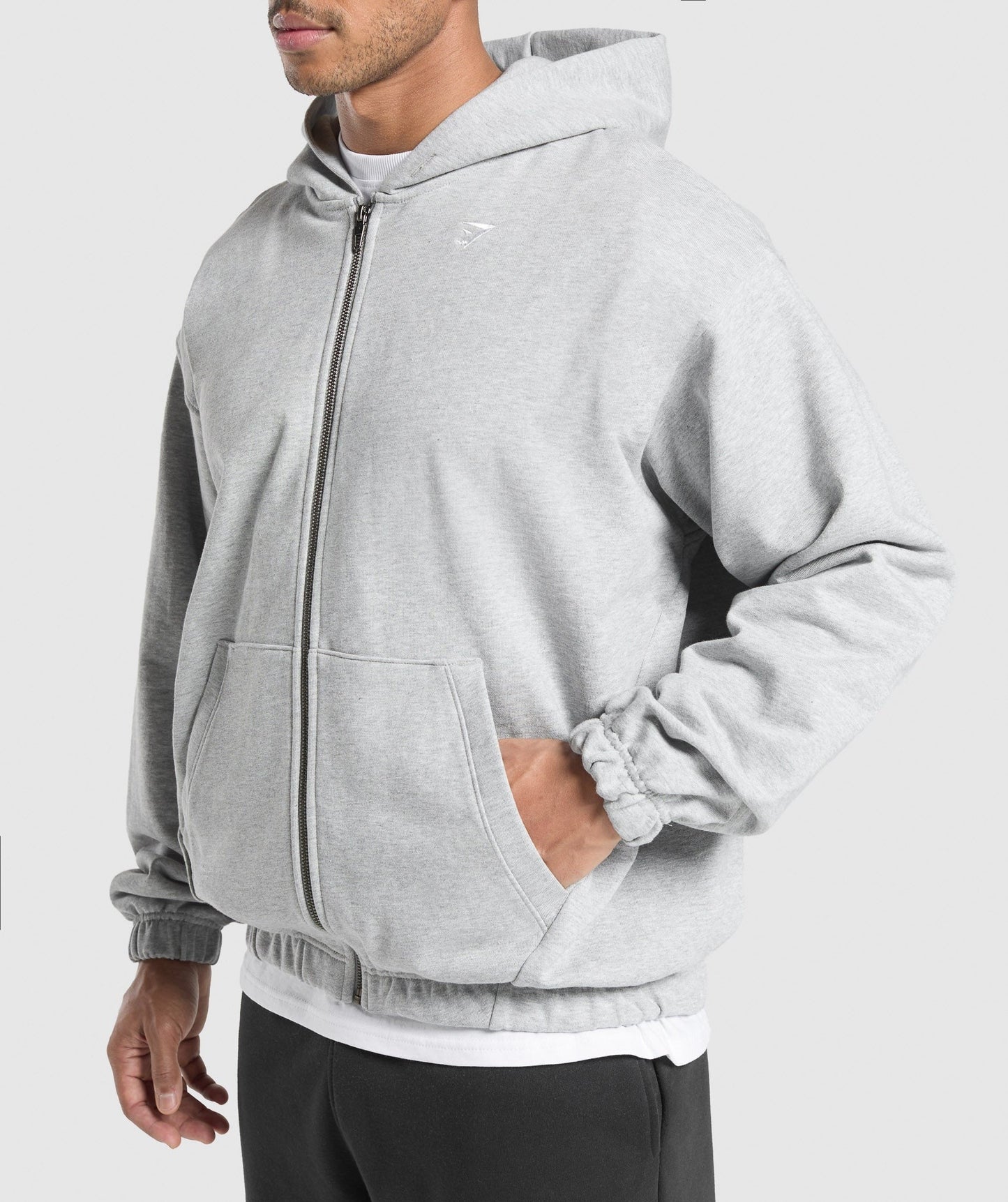Gymshark Rest Day Essentials Zip Hoodie - Light Grey Core Marl