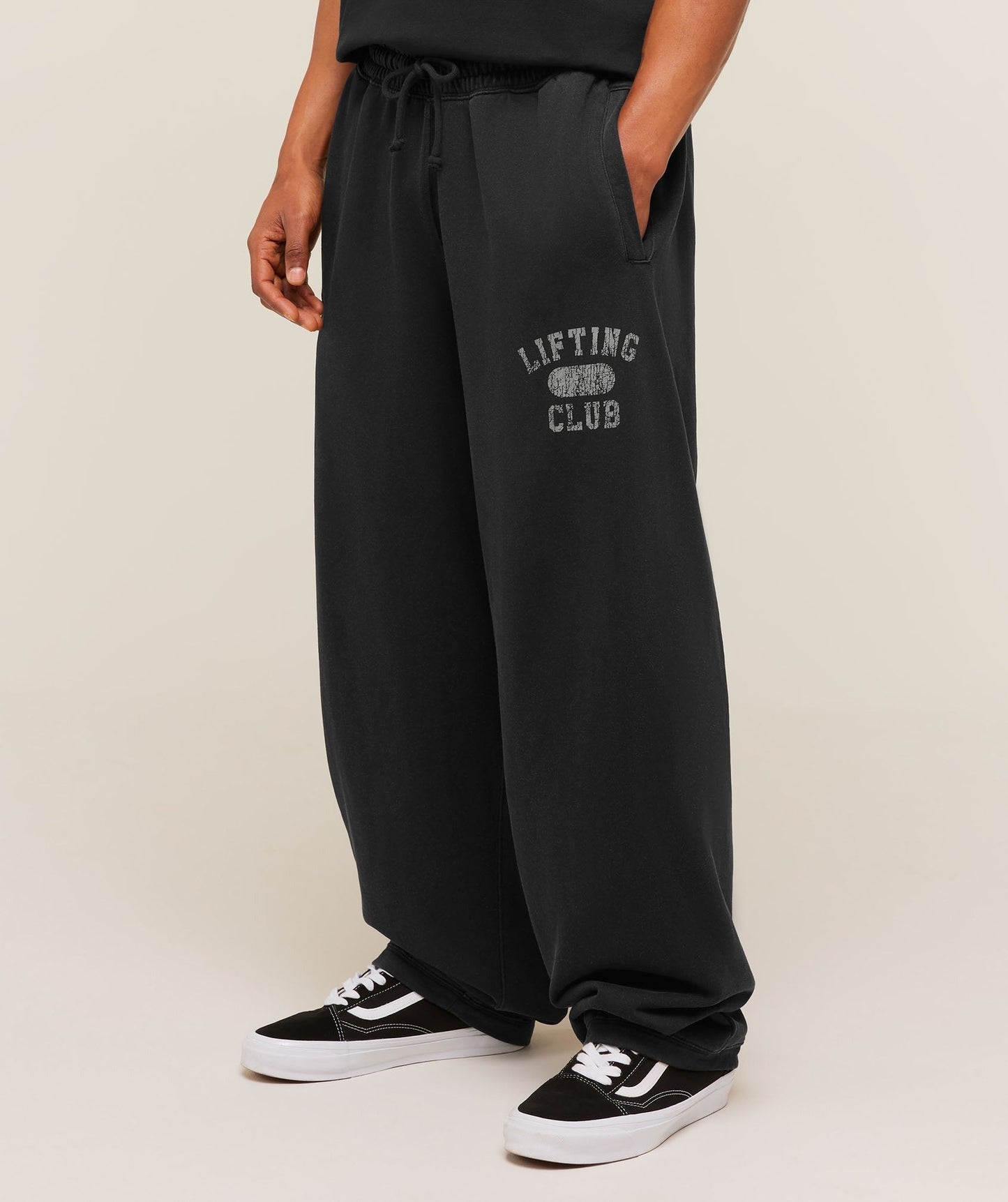 Gymshark Retro Collegiate Graphic Wide Leg Pants - Black
