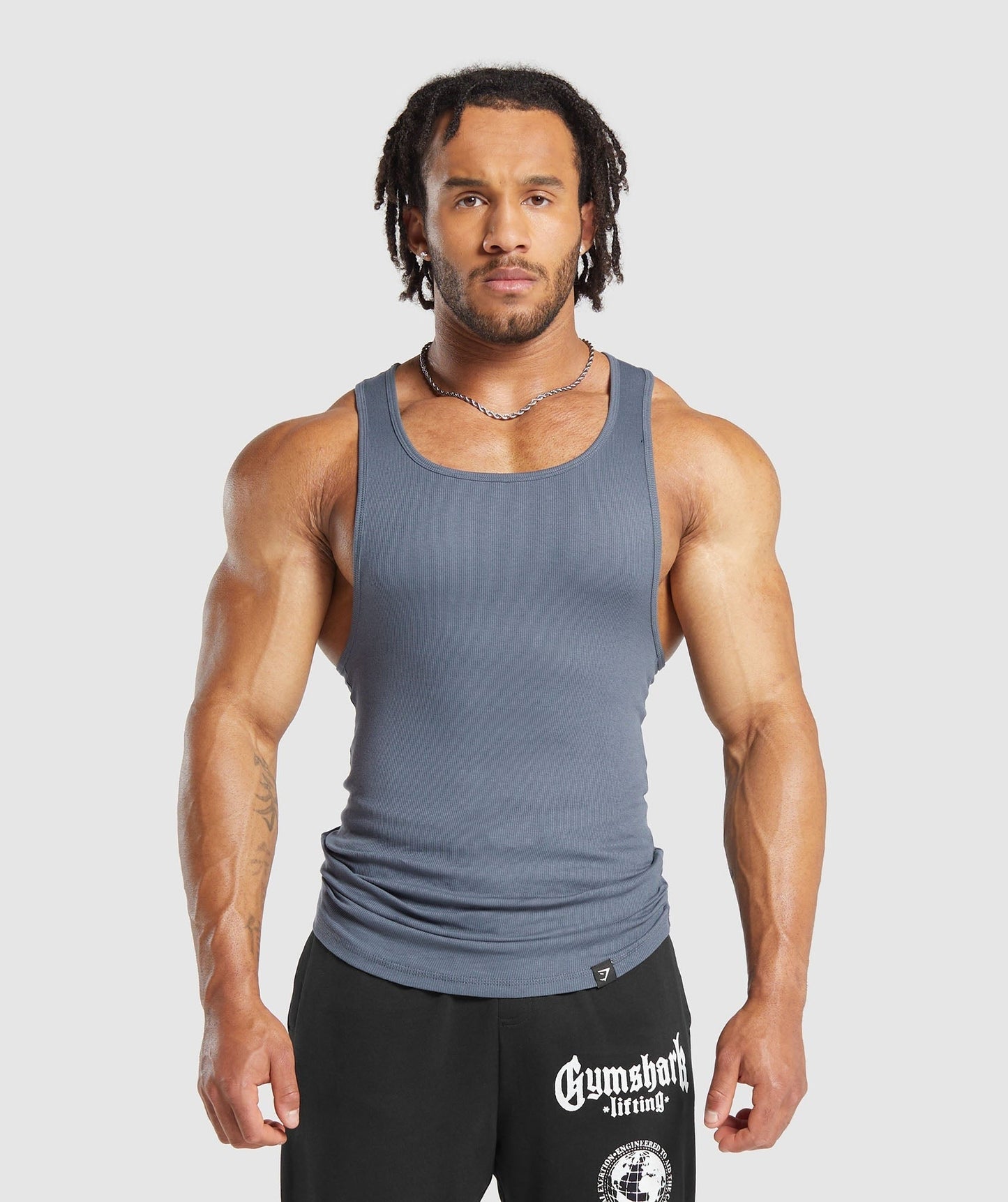 Gymshark Ribbed Tank 3PK - Black/White/Iron Blue