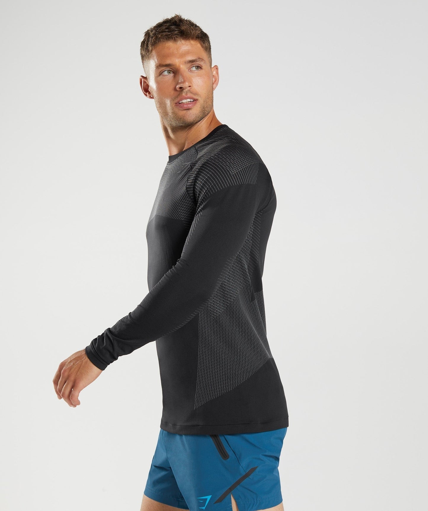 Gymshark Apex Seamless Long Sleeve T-Shirt - Black/Silhouette Grey