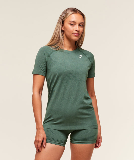 Gymshark Vital Seamless 2.0 Light T-Shirt - Obsidian Green Marl