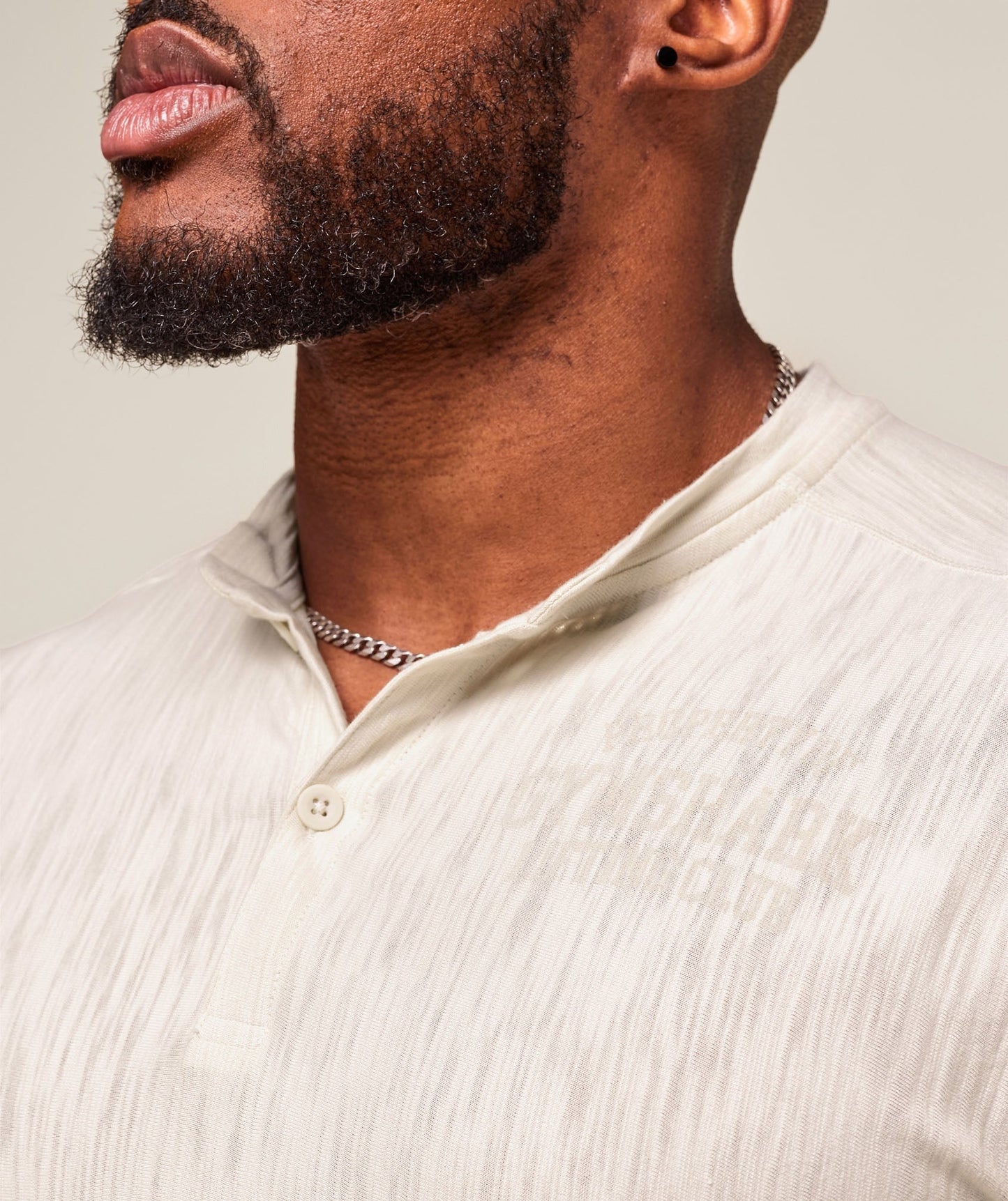 Gymshark Lightweight Slub Textured 3/4 Henley - Oat White