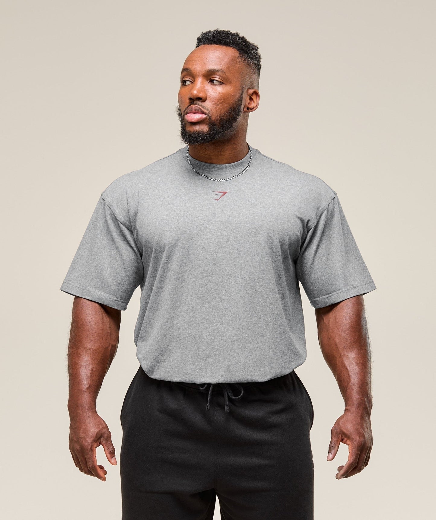 Gymshark Power T-Shirt - Charcoal Core Marl/Sets Red