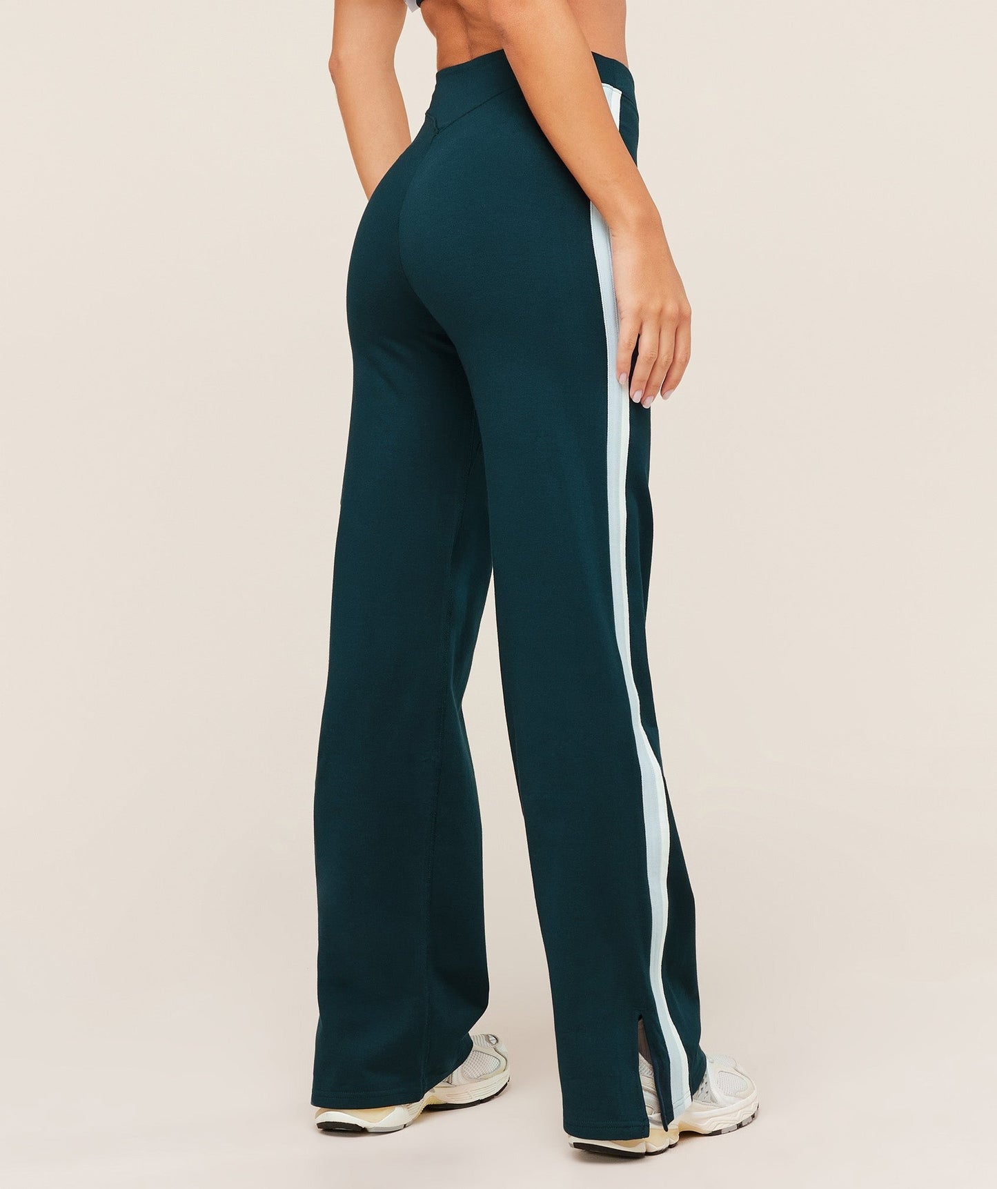 Gymshark Piping Wide Leg Pants - Deep Petrol Blue/Smoke Blue/Soft White