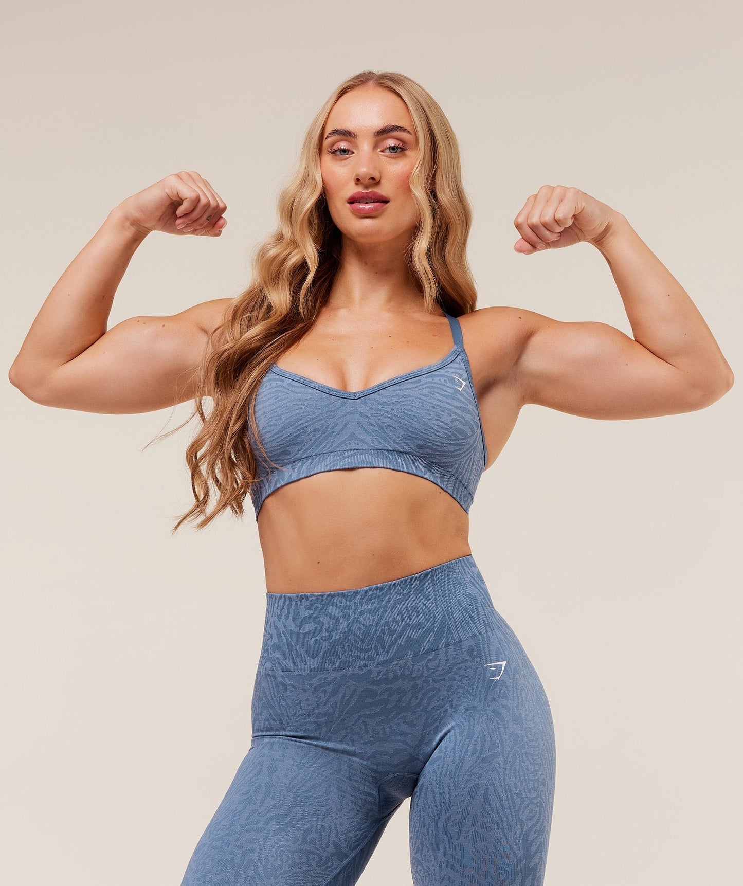 Gymshark Adapt Animal Seamless Sports Bra - Worn Blue/Peri Blue