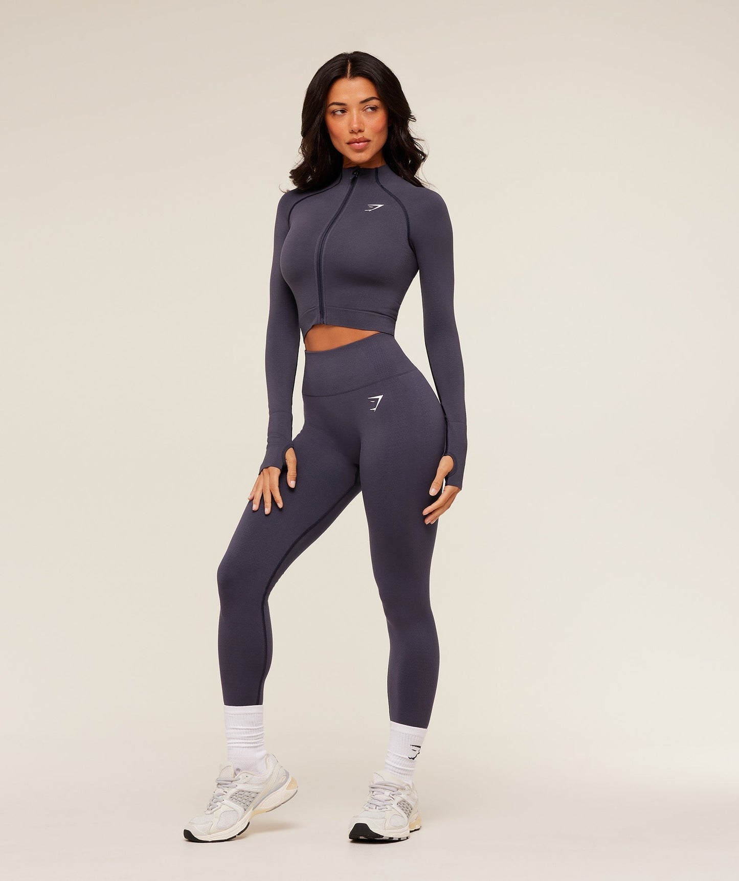Gymshark Vital Seamless Midi Zip 2.0 Pullover - Midnight Purple/Marl