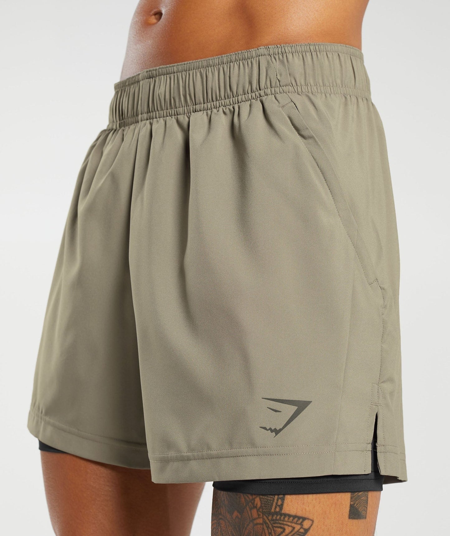 Gymshark Sport 5" 2 in 1 Shorts - Linen Brown/Black