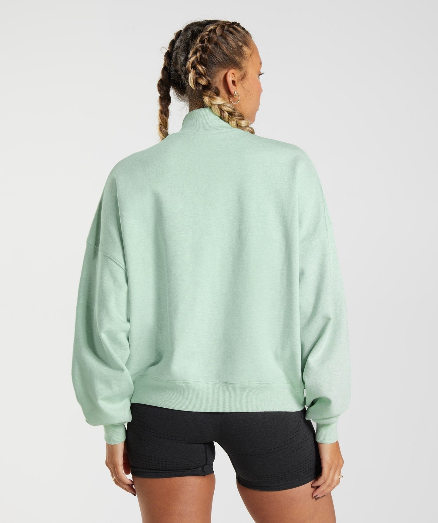 Gymshark Rest Day Sweats 1/2 Zip Pullover - Refreshing Green Marl