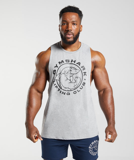 Gymshark Legacy Drop Arm Tank - Light Grey Core Marl