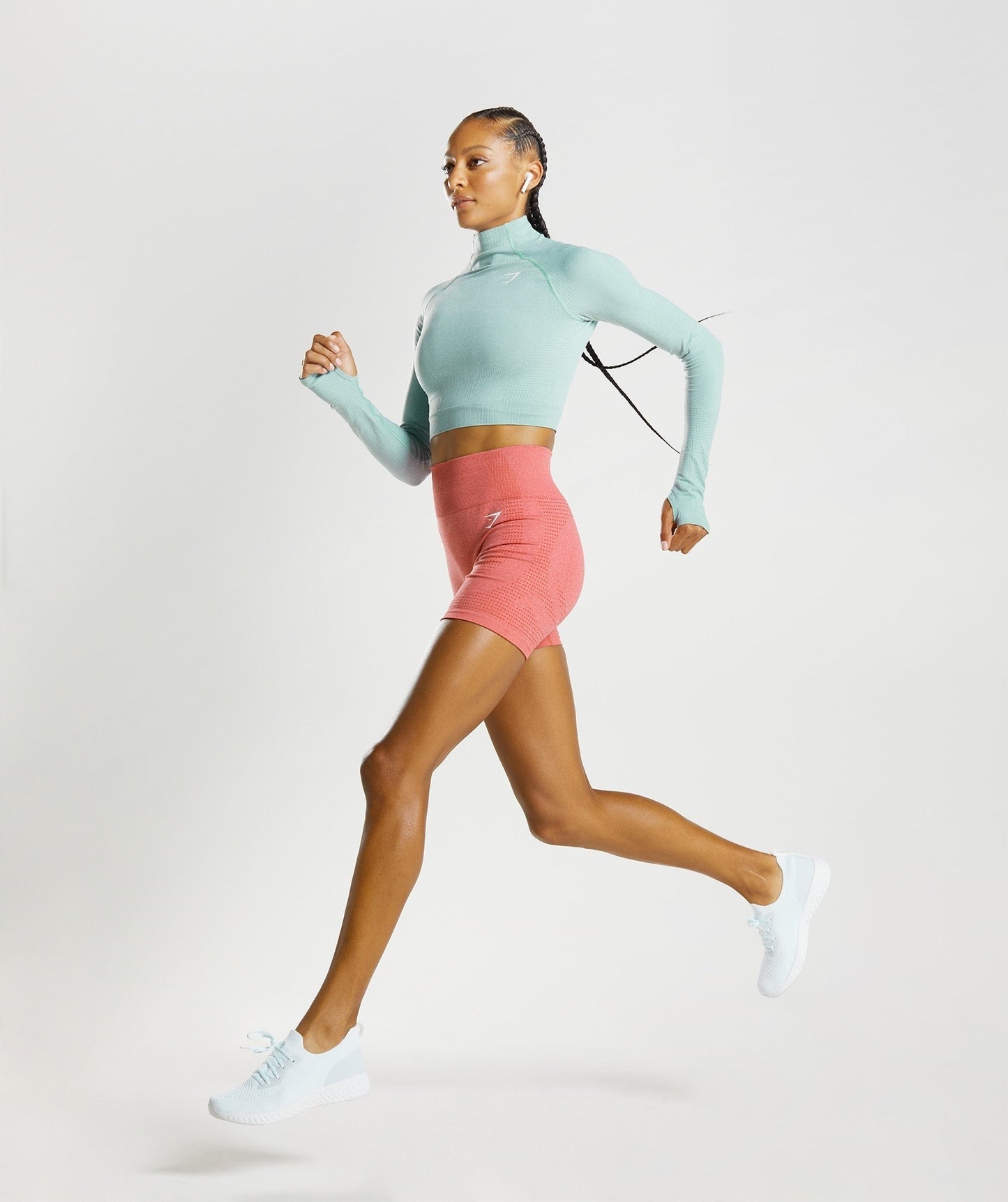 Gymshark Vital High Neck Midi Top - Pearl Blue Marl