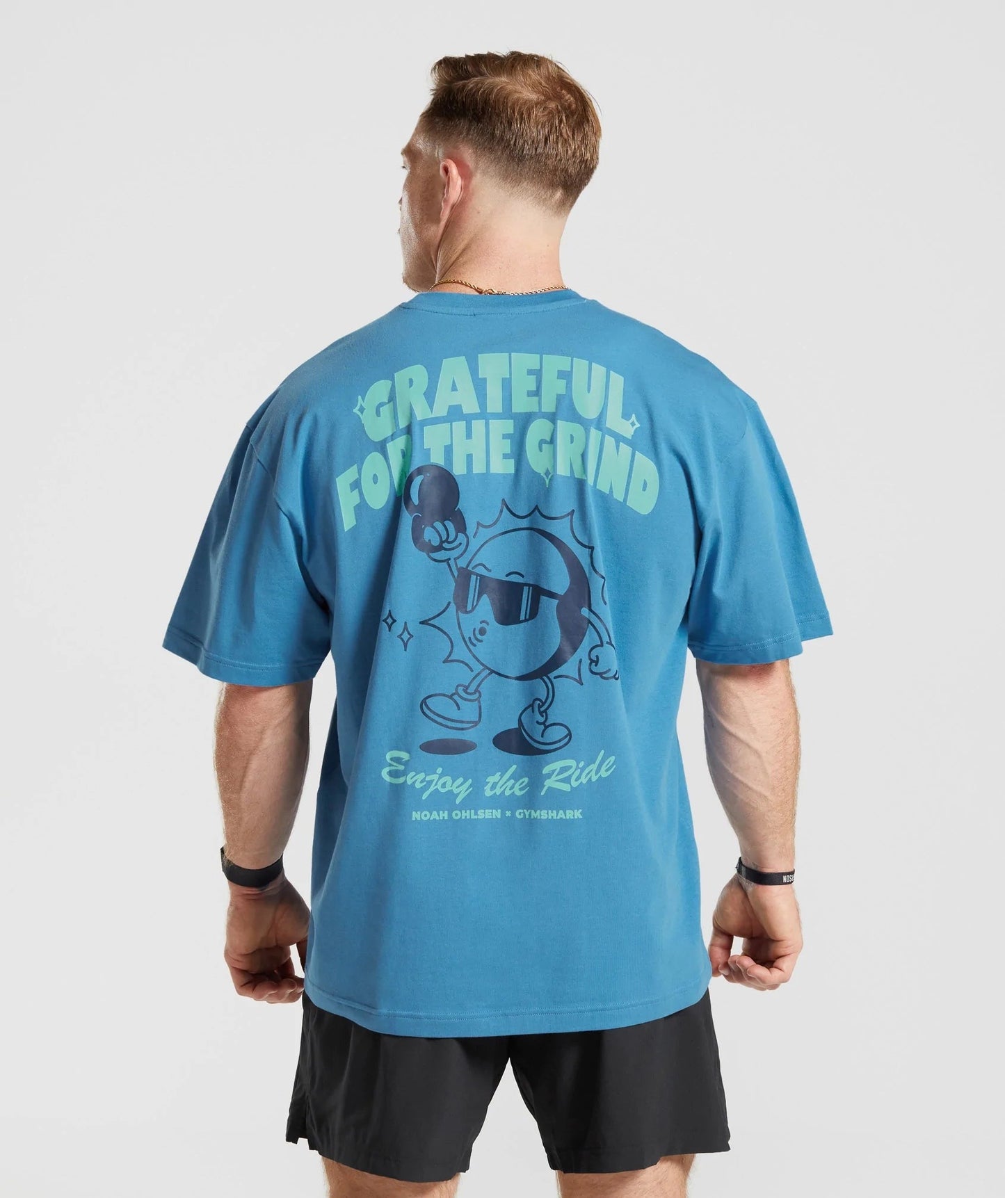 Gymshark Noah Ohlsen Oversized Sun T-Shirt - Coastal Blue
