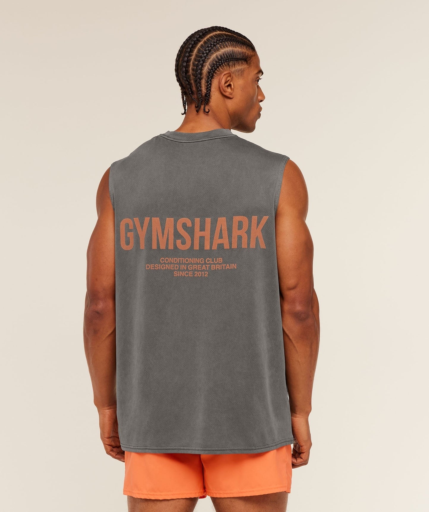 Gymshark Conditioning Club Washed Tank - Black/Dayglow Peach/Wash