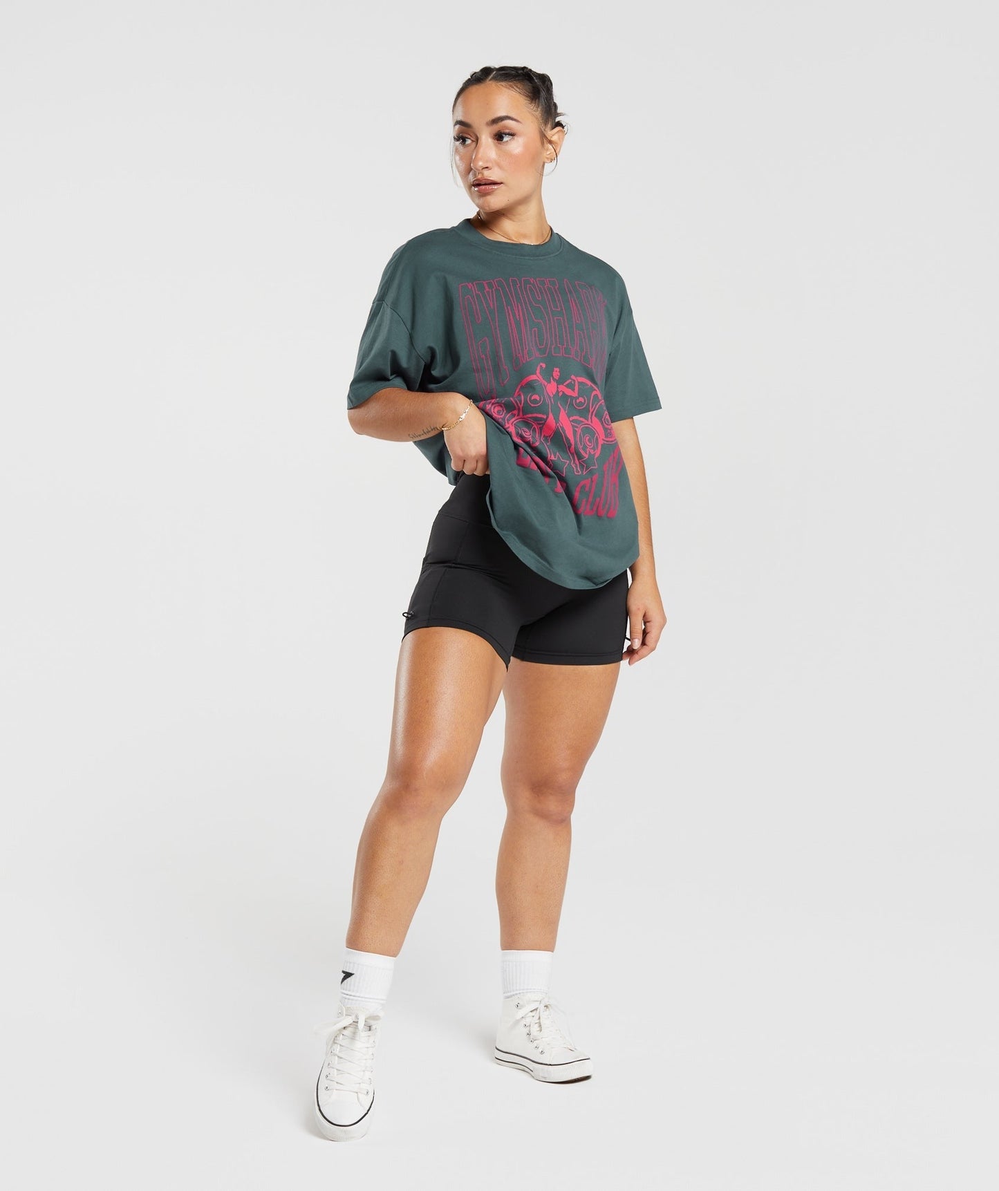 Gymshark Lifting Graphic Oversized T-Shirt - Smokey Teal
