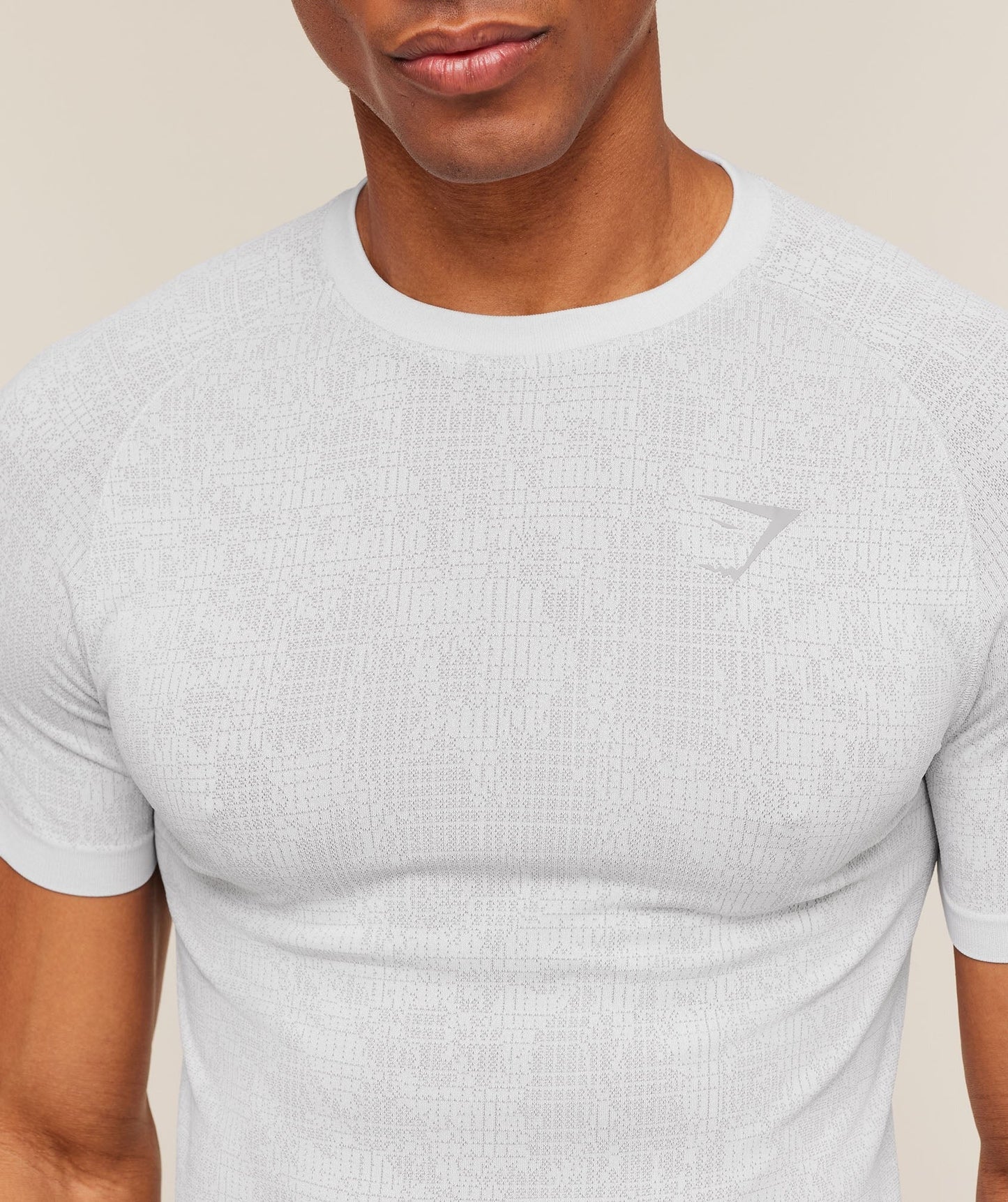 Gymshark Geo Seamless Grid T-Shirt - White/Silver Grey