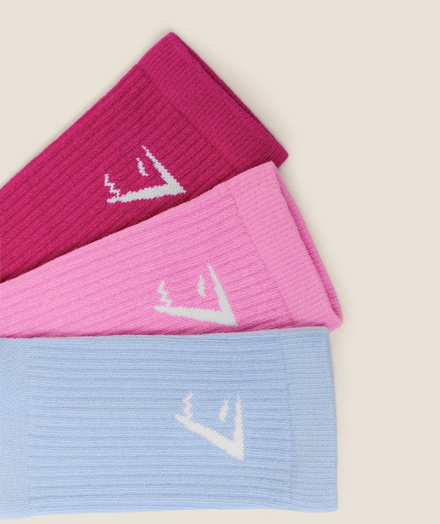 Gymshark Crew Socks 3pk - Chilled Blue/Focus Pink/Super-Set Pink