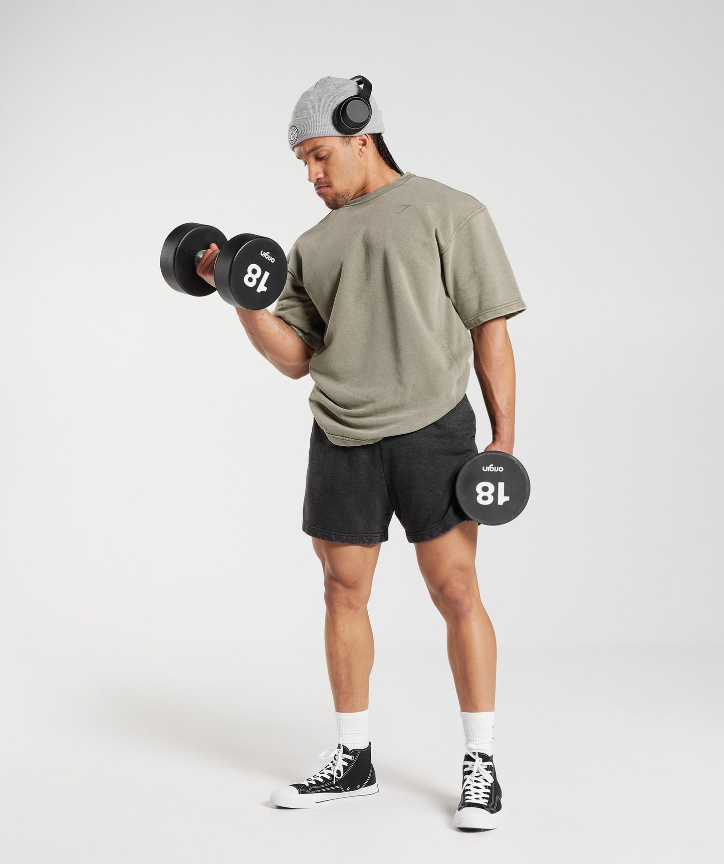 Gymshark Power Washed Short Sleeve Crew - Ecru Brown