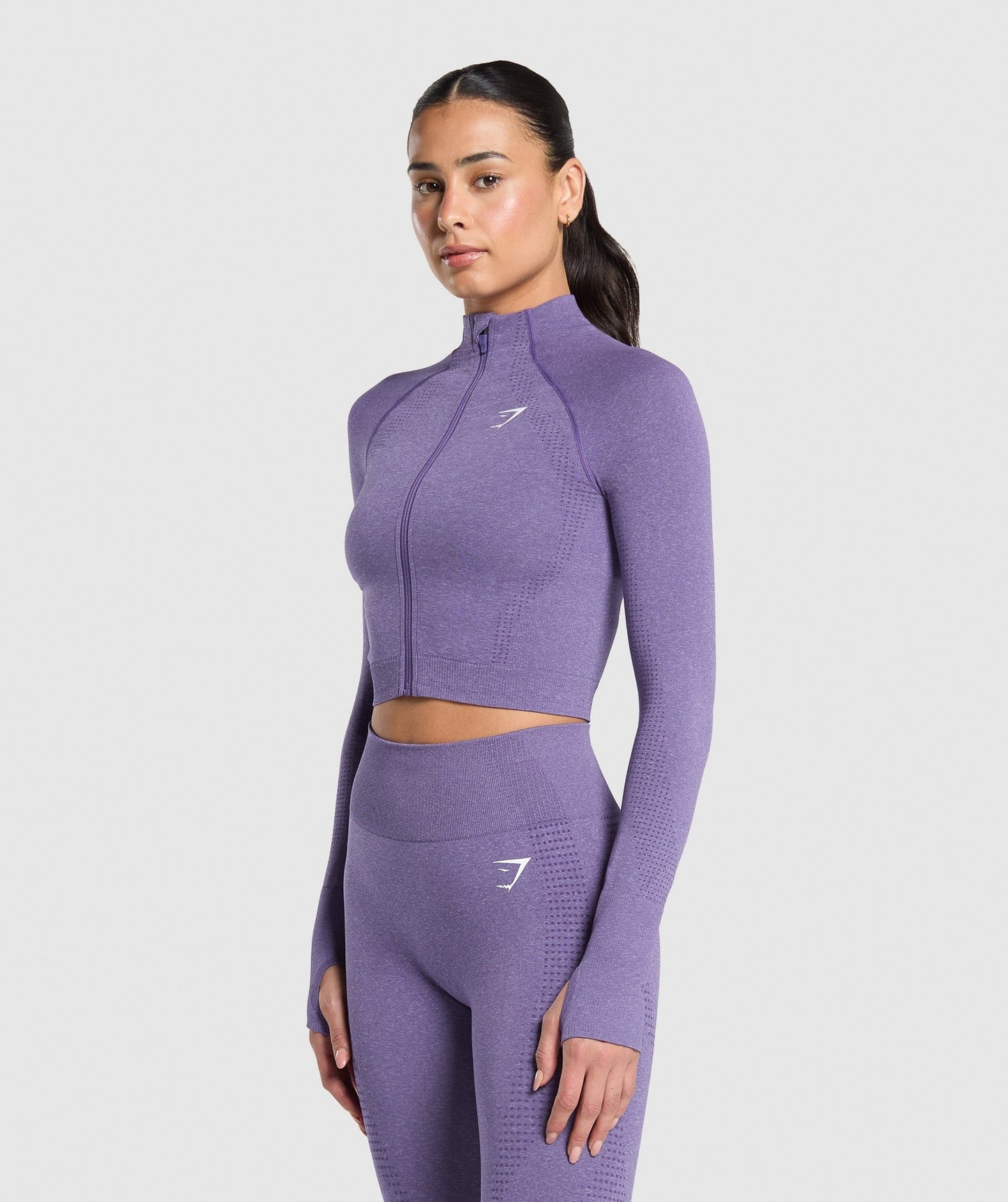 Gymshark Vital Seamless Midi Zip 2.0 Pullover - Functional Purple/Marl