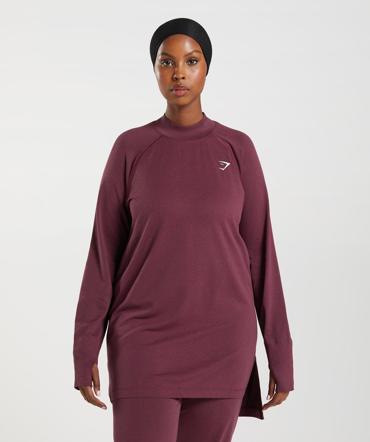 Gymshark Vital Long Line Top - Baked Maroon Marl