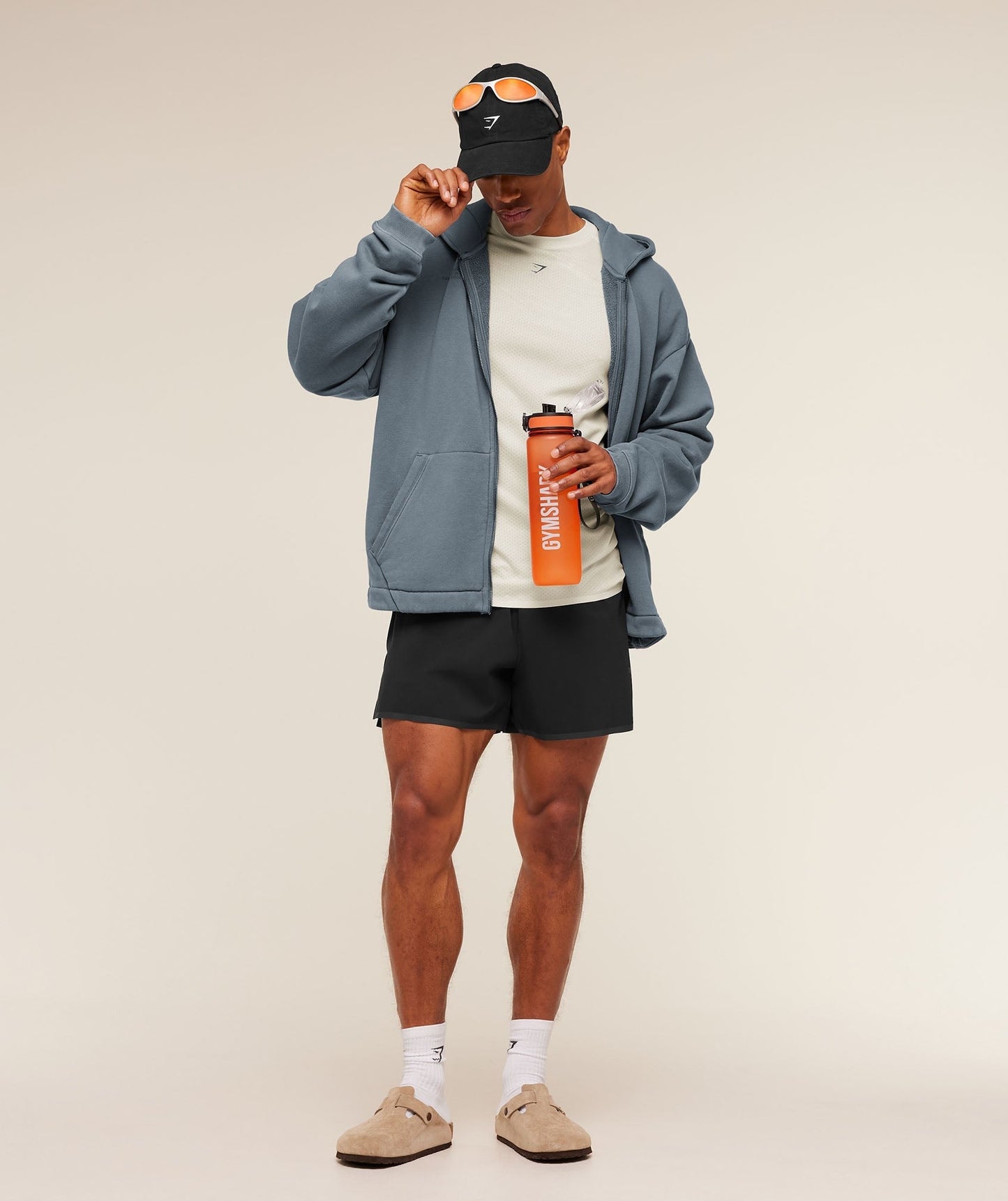 Gymshark Conditioning Club Washed Zip Through Hoodie - Iron Blue/Wash