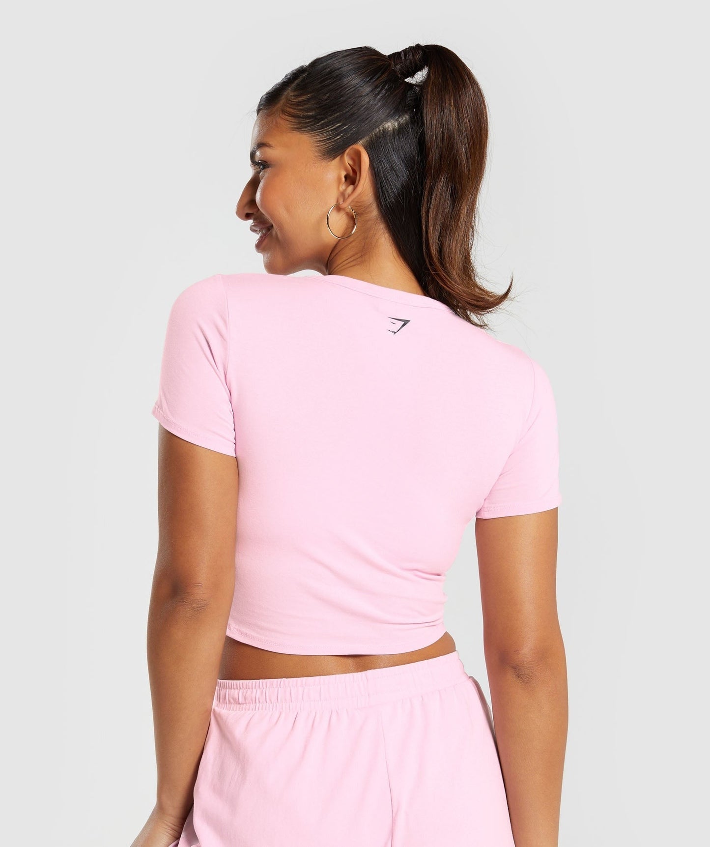 Gymshark Cotton Graphic Crop Top - Dolly Pink