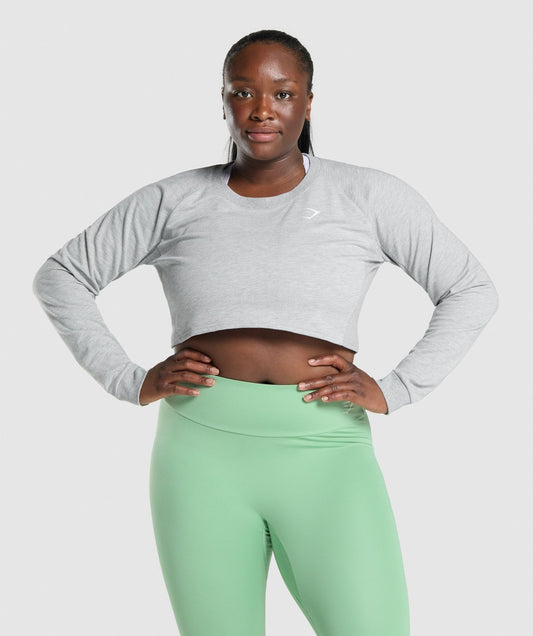 Gymshark Training Cropped Sweater - Light Grey Marl