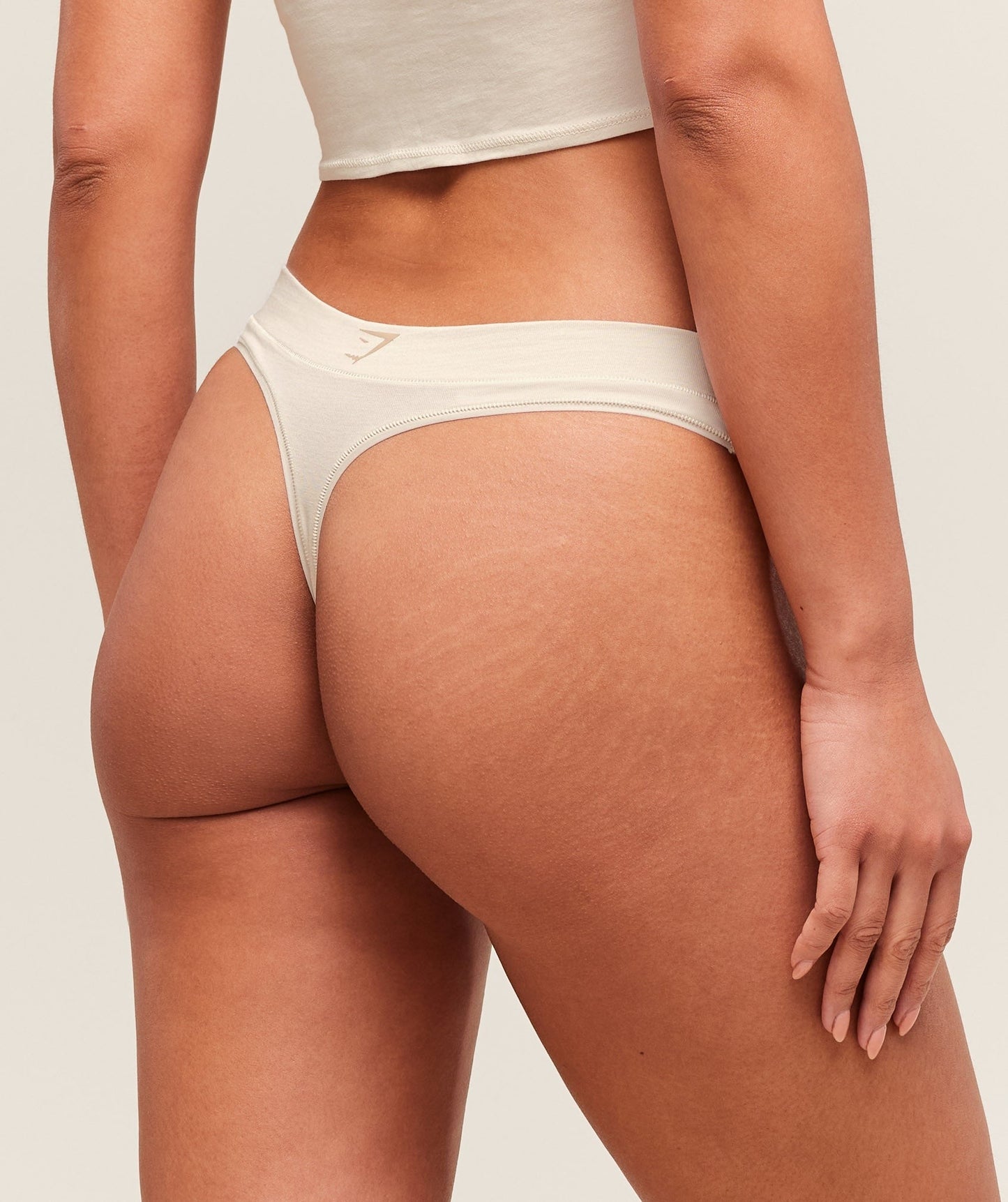 Gymshark Cotton Graphic Thong - Oat White