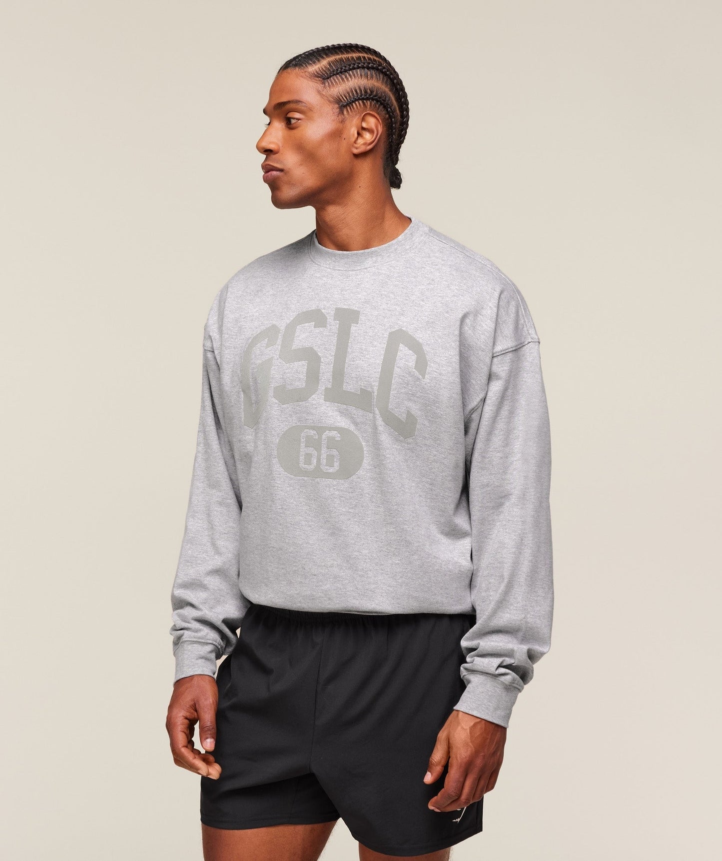 Gymshark GSLC Long Sleeve T-Shirt - Light Grey Core Marl