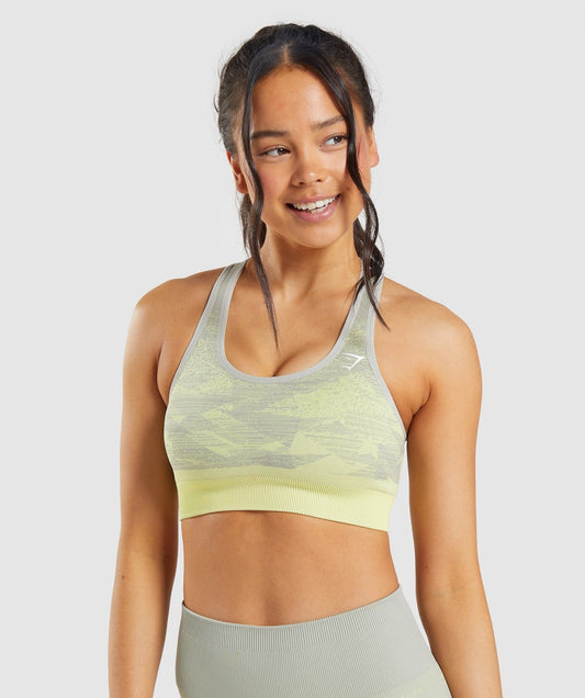 Gymshark Adapt Ombre Seamless Sports Bra - Triangle | Taupe Grey Print