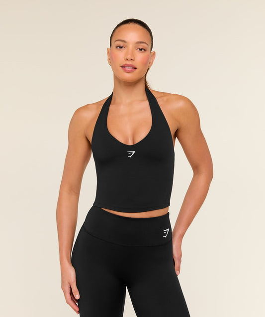 Gymshark Halter Neck Cami with Shelf - Black