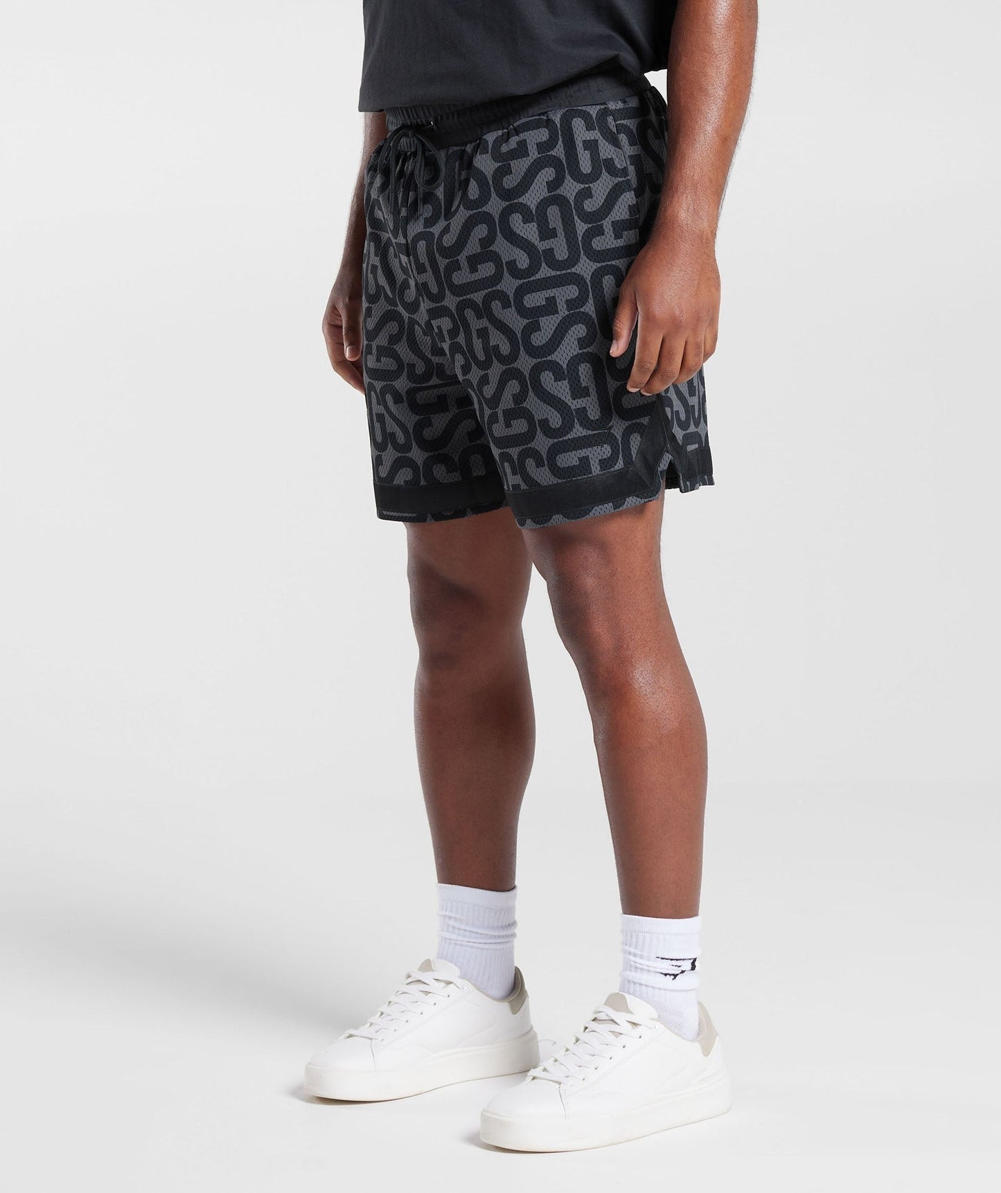 Gymshark Monogram Mesh Shorts - Black/Onyx Grey