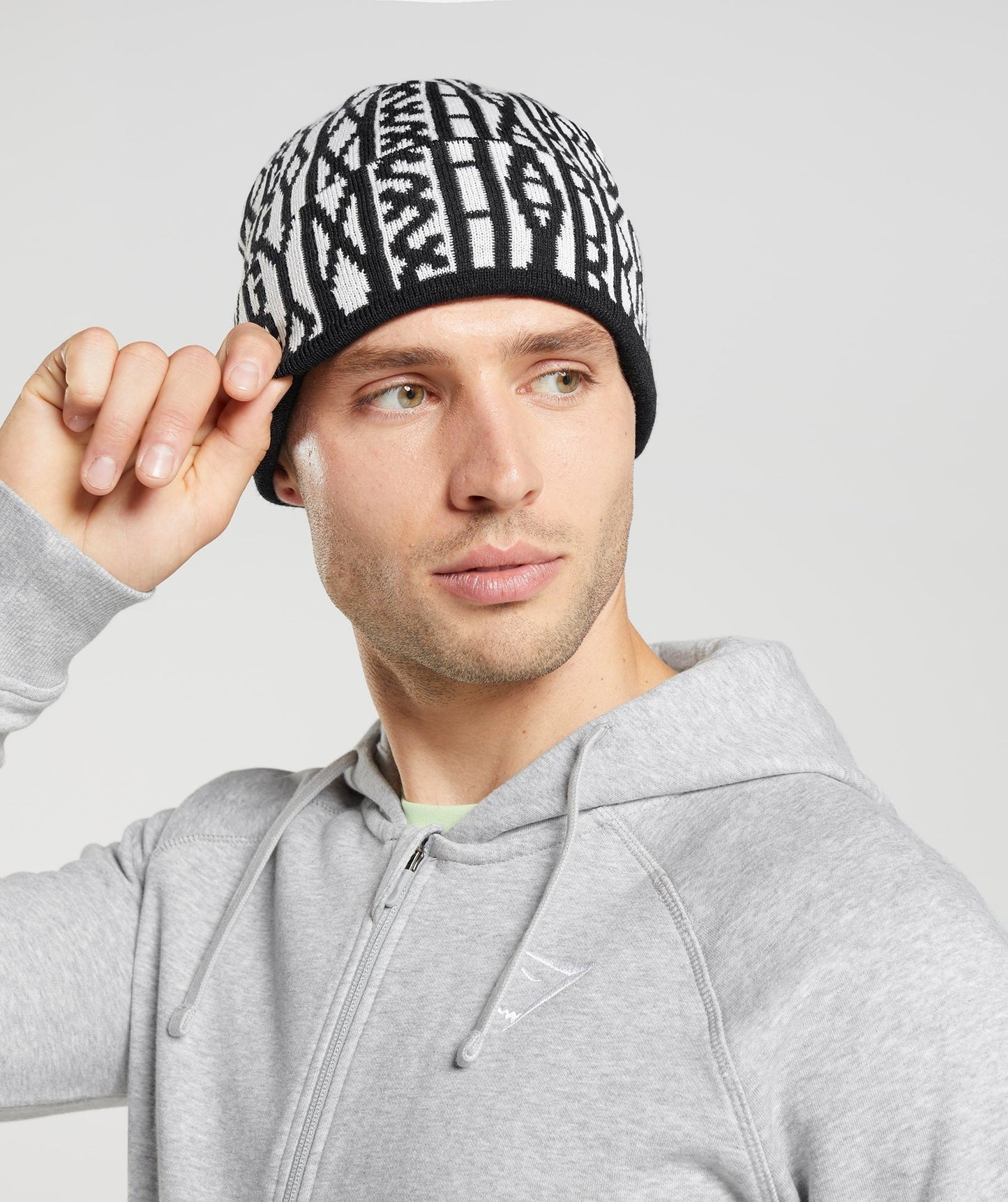 Gymshark Reversable Jacquard Beanie - Black/White