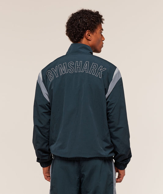 Gymshark Retro Track Jacket - Deep Petrol Blue/Iron Blue/Denim Grey