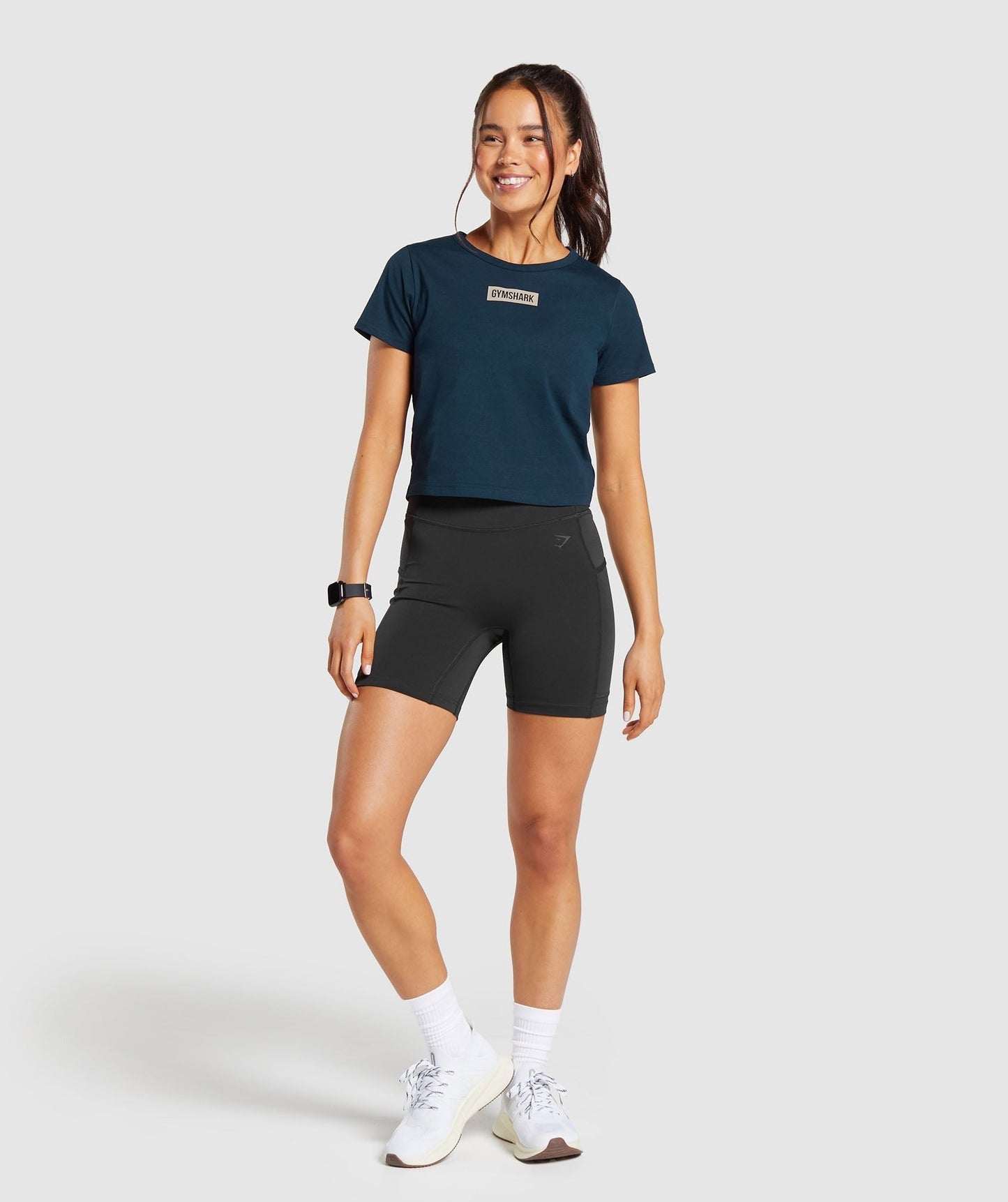 Gymshark Block Crop Top - Navy