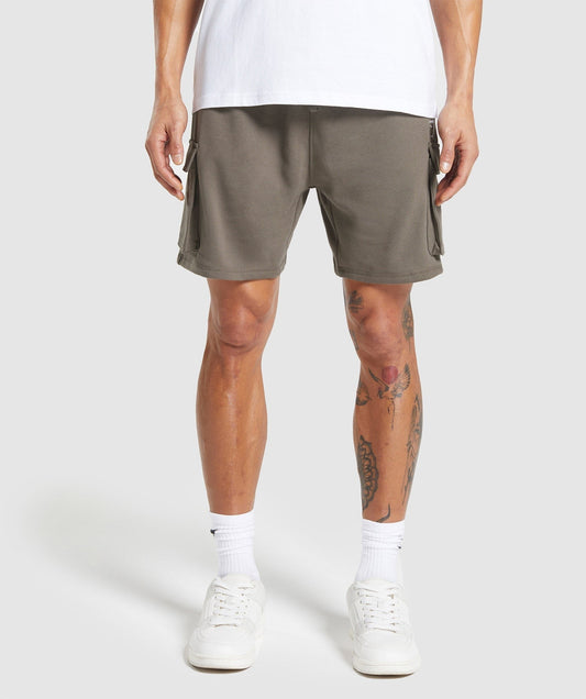 Gymshark Crest Cargo 7" Shorts - Camo Brown