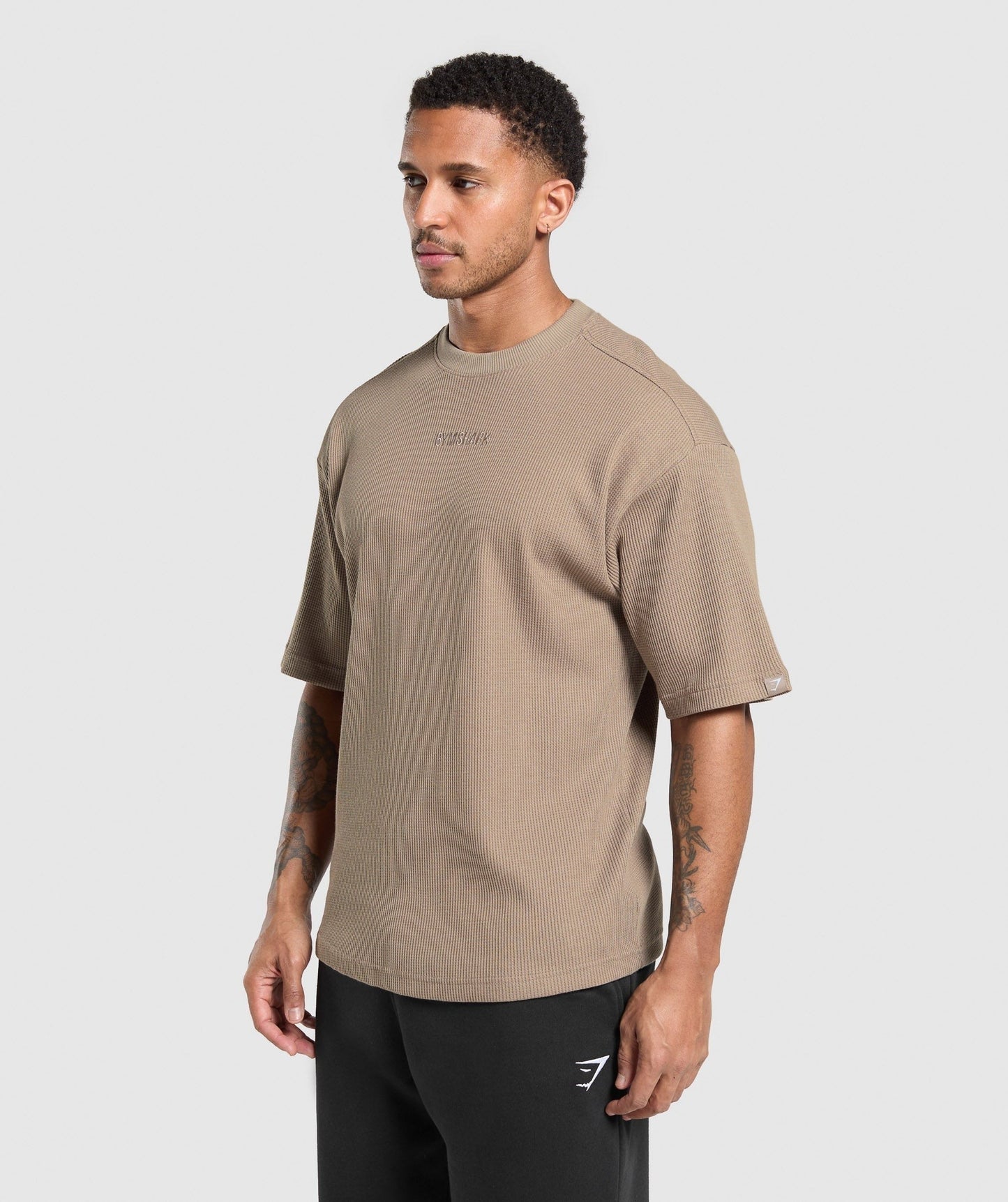 Gymshark Waffle Oversized T-Shirt - Lifestyle Brown